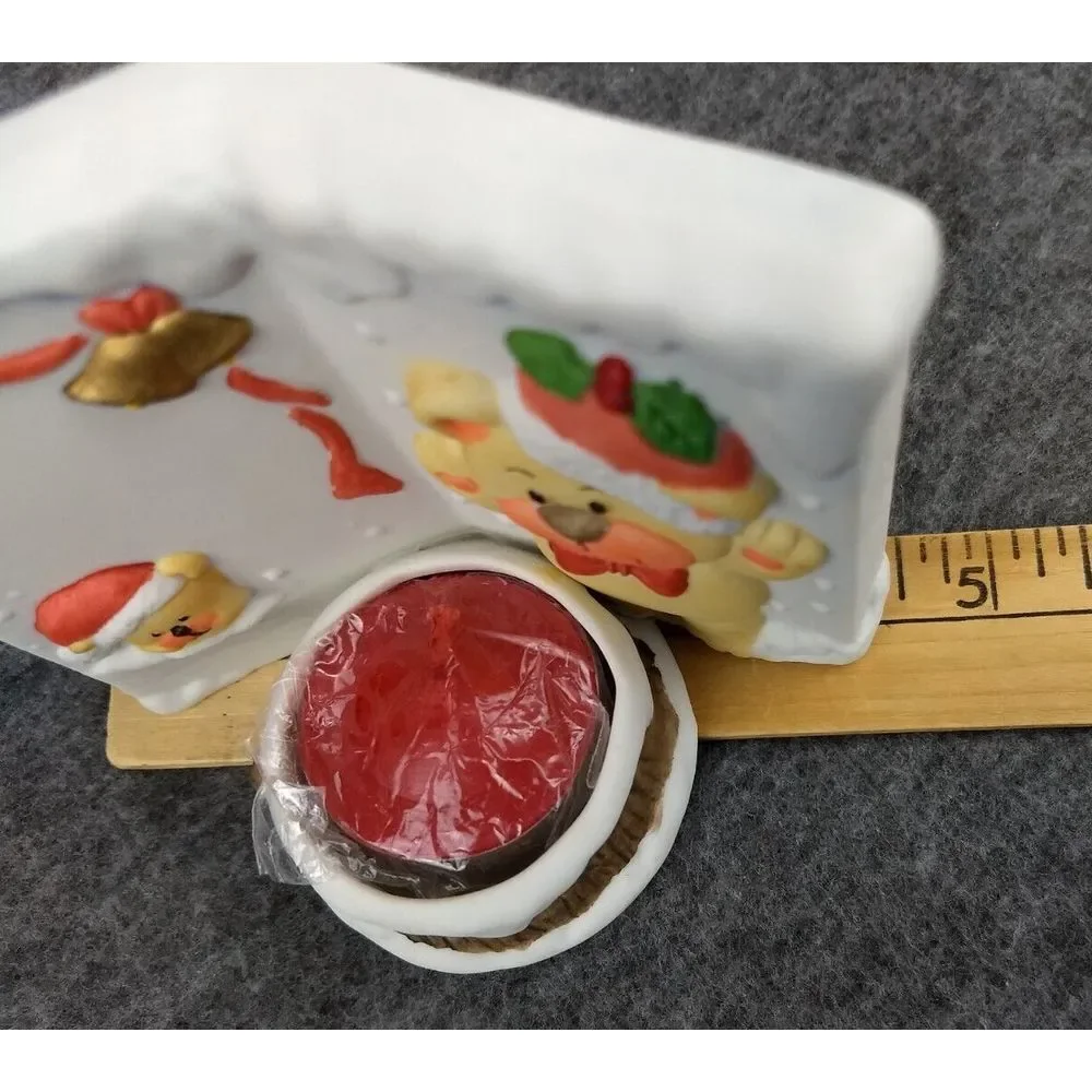 LaVie Ceramic Tea Light Candle & Holder Teddy Bears Snow Firepit Bells Holly NEW